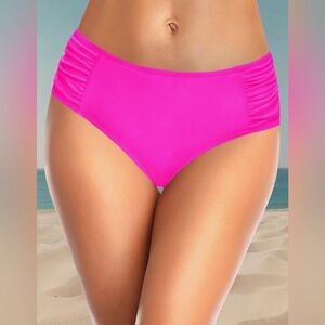 Tempt Me Women’s Bikini Bottoms Mid Waist, Ruched Swim Bottom Size L